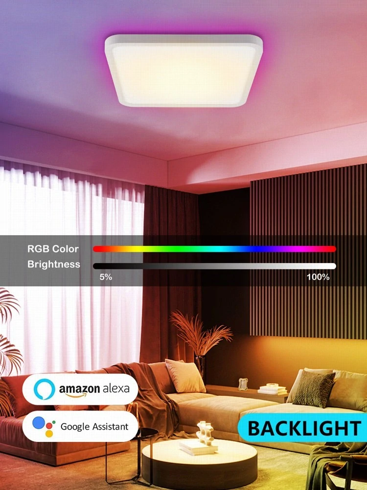 Smart stropní svítidlo RGB podsvícení 40cm, 50W Tuya WiFi Beacon bílá