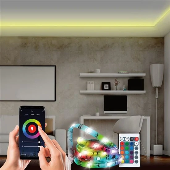LED smart wifi světelný pás, 5m, 4,8W/m, IP65, RGB+CCT