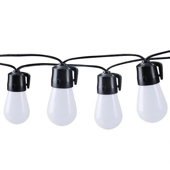 LED Bluetooth venkovní řetěz s RGB žárovkami, 15 žárovek, 15m+5m, 10W