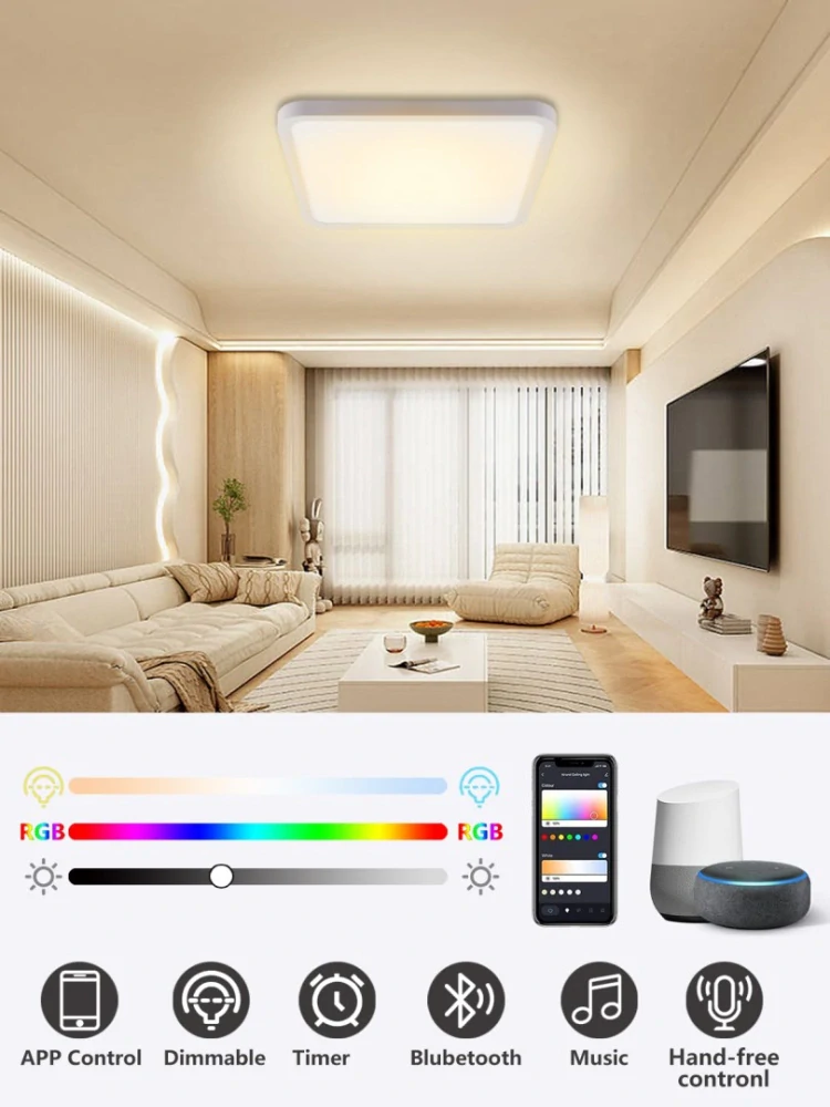 Smart stropní svítidlo RGB podsvícení 40cm, 50W Tuya WiFi Beacon bílá