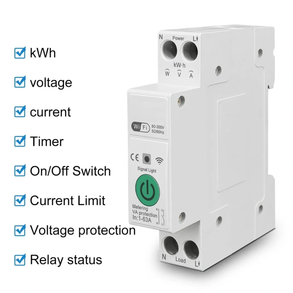 NEO Smart elektronický jistič jednofázový 1-63A, měření spotřeby, WiFi