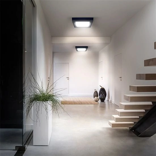 LED mini panel CCT, přisazený, 12W, 900lm, přepínání 3000K, 4000K, 6000K, čtvercový, černý