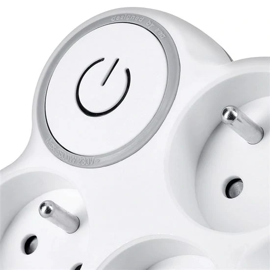 Rozbočka, 3x 10A, bílá-šedá, vypínač