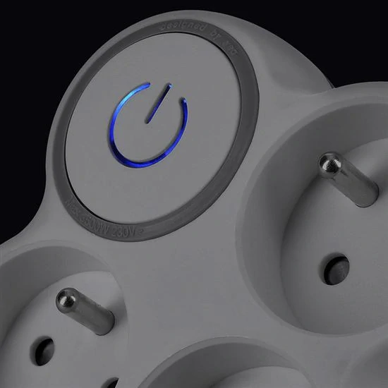 Rozbočka, 3x 10A, bílá-šedá, vypínač