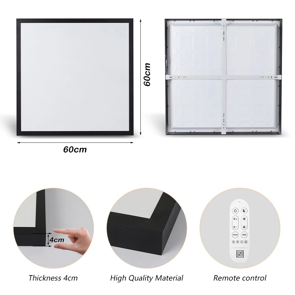 NEO LITE FRAME Smart stropní svítidlo 60x60cm, IP44, CCT,  WiFi, Tuya, BEACON černé