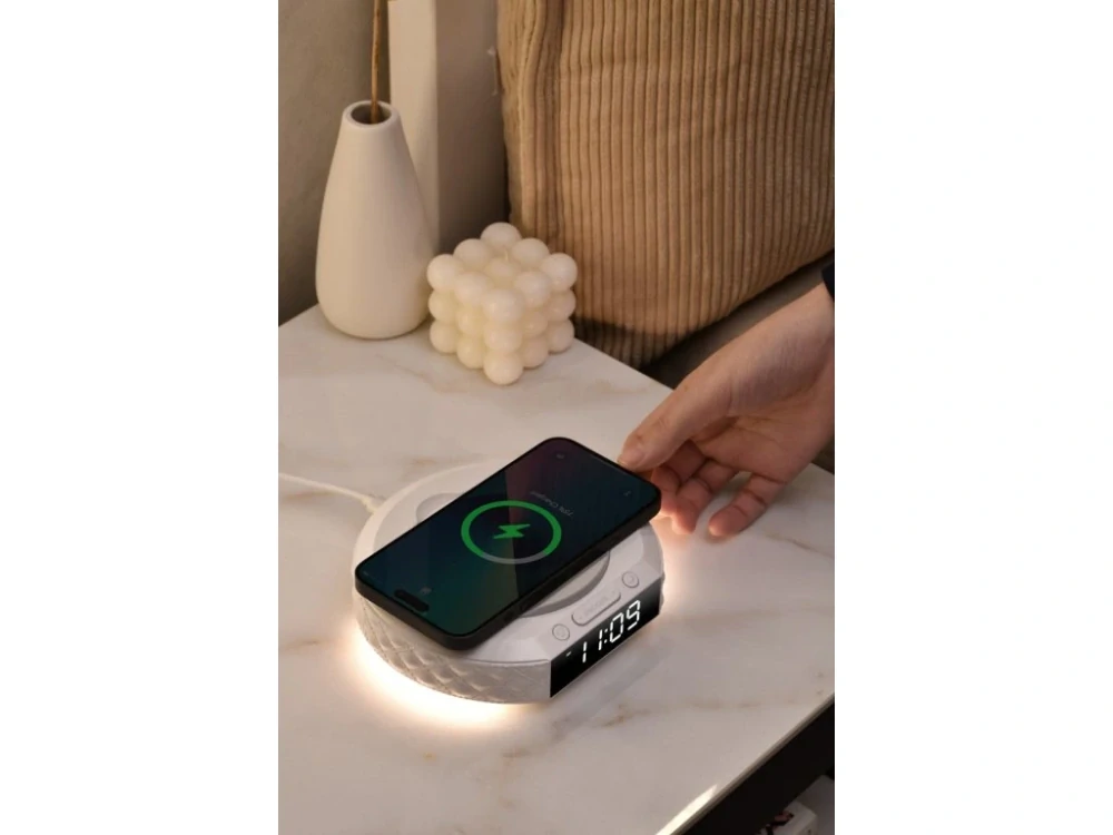 Multifunkční stolní hodiny IMMAX clock s bezdrátovou nabíječkou Qi 5W/10W